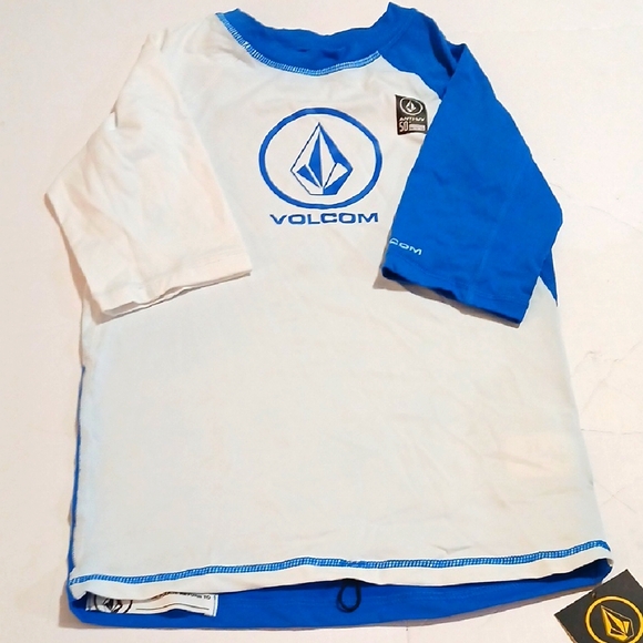 Volcom Kids' Size L Blue and White  Thrash Guard Shirt NWT - Picture 1 of 11